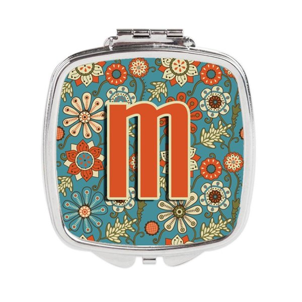 Carolines Treasures Letter M Flowers Retro Blue Compact Mirror CJ2012-MSCM